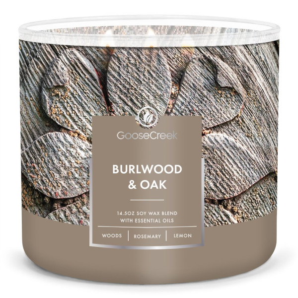 Burlwood & Oak 3-Docht-Kerze 411g